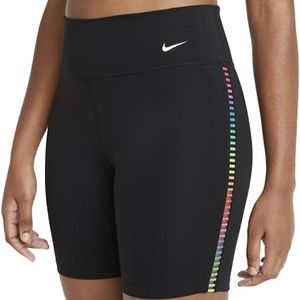 Small Black Nike Biker Shorts with Rainbow Side Detail